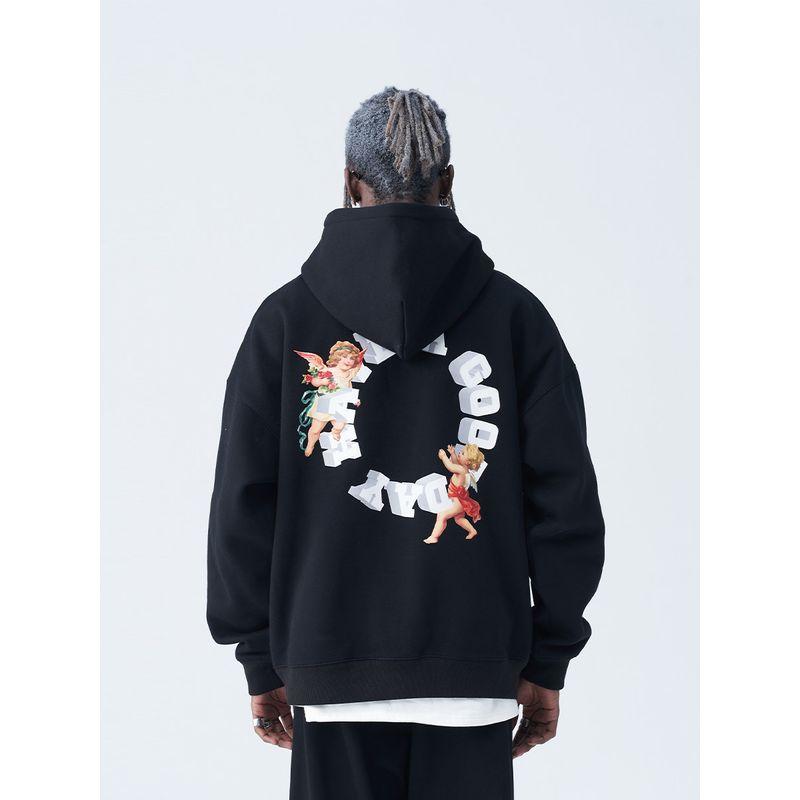 Retro Little Angel Stereo Casual Loose-Fitting Hoodie Sweatshirt