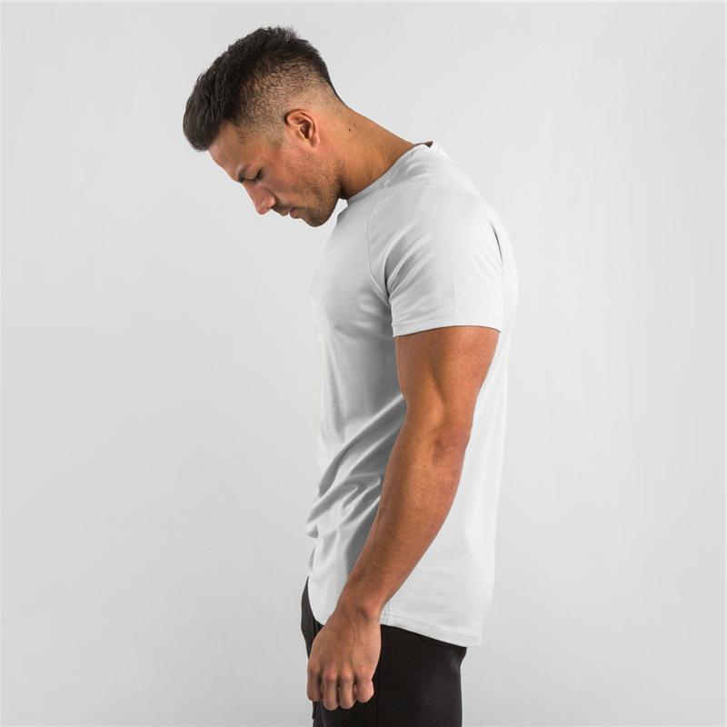 Summer Fitness Sports Short Sleeve T-shirt Work Clothes Solid Color European and American Men's Top