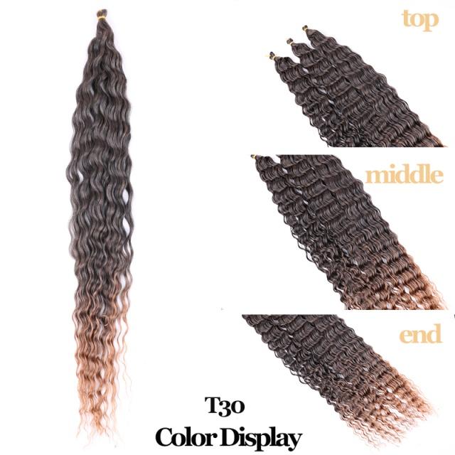 

32 Глибока хвиля Твіст В язане волосся Натуральні синтетичні афро-локони В язання гачком Коси Омбре Плетіння Нарощене волосся для жінок T1B/30