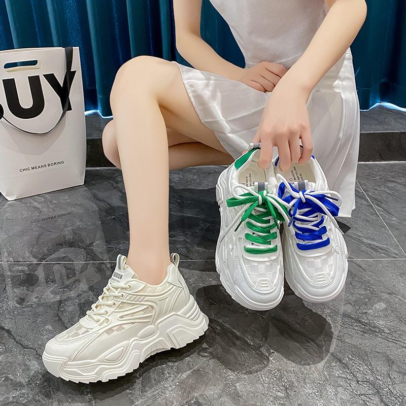 Buty tatusia studentki lekkie oddychające buty damskie nowe buty sportowe casual na platformie z siateczki