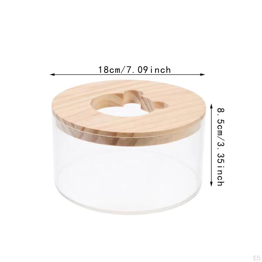 Acrylic Hamster Bath Container with Wooden Cover for Small Animals