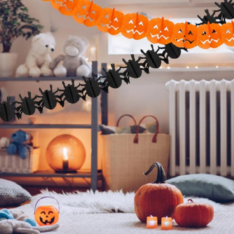 Halloween Paper Garlands Chains for Festival Seasonal Decoration Pumpkins/Spiders Shaped Banners Flags Party Supplies