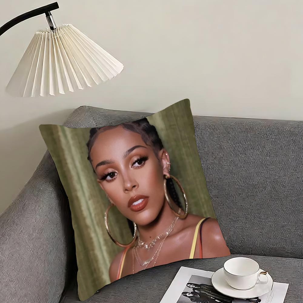 Doja Cat Cushion Cover Reversible Plush Pillow Cover – For car, sofa, bedroom, perfect as a gift. 12x12Inch