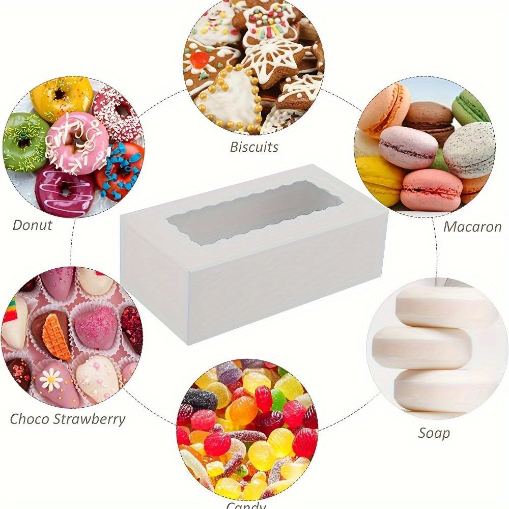 25pcs Gift Packing Box Mini Cookie Boxes with Clear Window White Kraft Paper Gift Boxes Bakery Boxes for 2 Macaron Treats Pastry