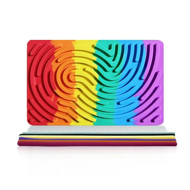 Non-Toxic Sensory Activity Board Fidget Toy Silicone 2 In1 Double-Sided Design For Idea Adhd Stress Relief Toy Portable With Strings Hot