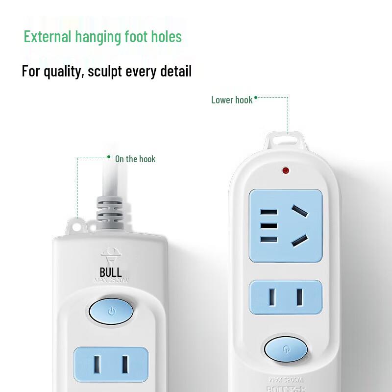 BULL 2-Outlet Power Strip with Switch CN plug (adapter included)
