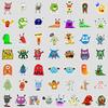 50 Cartoon Cute Little Monster Graffiti Stickers Mobile Phone Computer Waterproof Decorative Stickers Creative Stationery Stickers