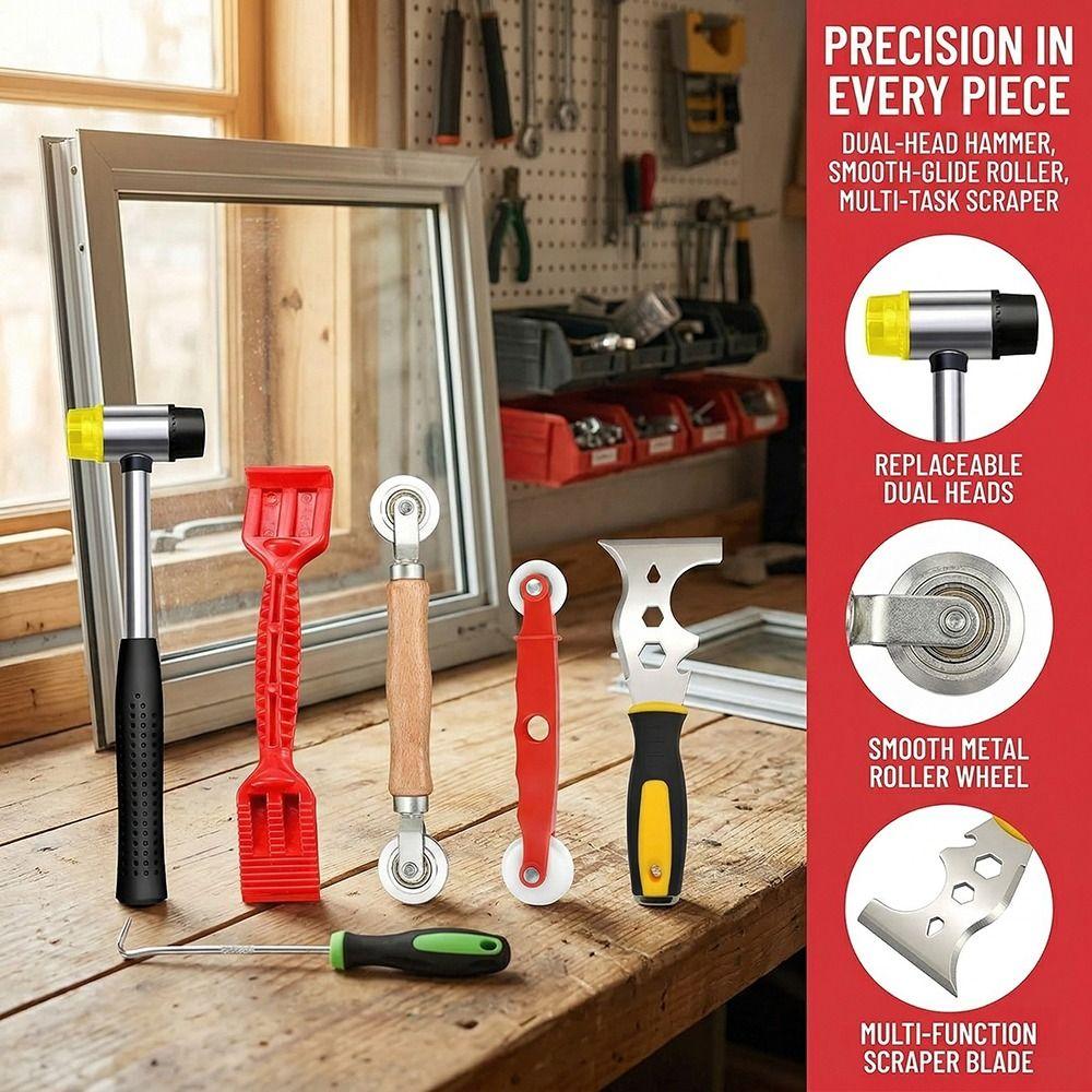Ergonomic Handle Window Screen Repair Kit 6-in-1 Spline Installer New Screen Roller Tool