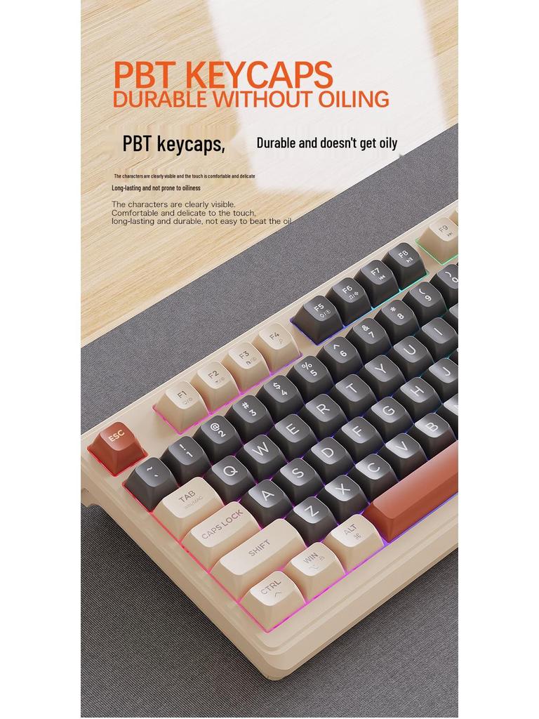 Free Wolf M96 Dual-Mode Wireless Bluetooth Keyboard: PBT Spherical Keycaps, Display Screen, Knob Control, Mechanical Feel, Gaming-Ready.