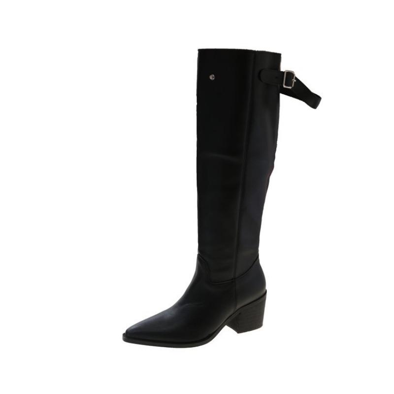 Fashion 2025 New Fashionable Versatile Western Boot Thick Heel Pointed Toe High Tube Comfortable Boot for Adult Women Korean Style