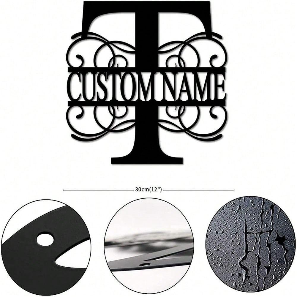 Personalized Metal Wall Art Custom Initials Family Name Light Beam Design Iron Steel Decor Home Porch Garden Gift Birthday