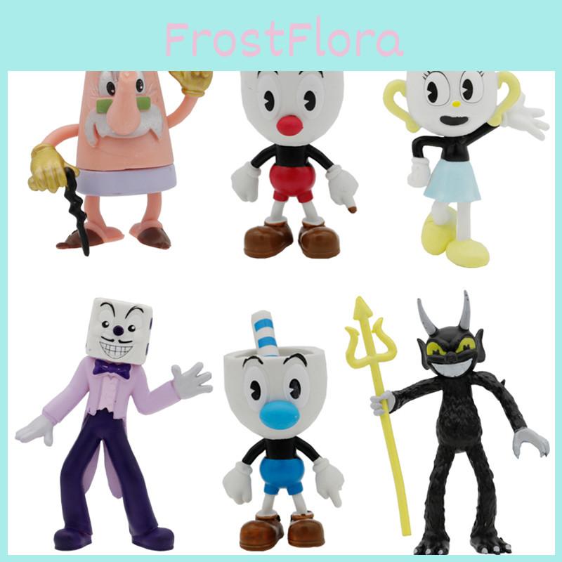 Bunte Tasse Kopf 3,6-4 Zoll Puppe Spiel Zubehör Handgefertigte Kuchen Dekoration Ornamente 6er Set