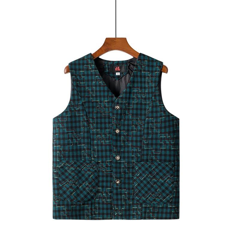 

Vest women s autumn clothes plaid vest old lady vest vest thin coat 4XL (recommended 135-75kg) синій