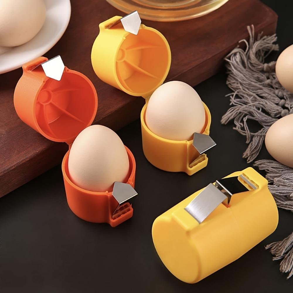 Stainless Steel Quick Peel Eggshell Separator - 1pc Durable Kitchen Baking Essential with Easy-Grip Yellow Handle and Fast Shell Opening Feature