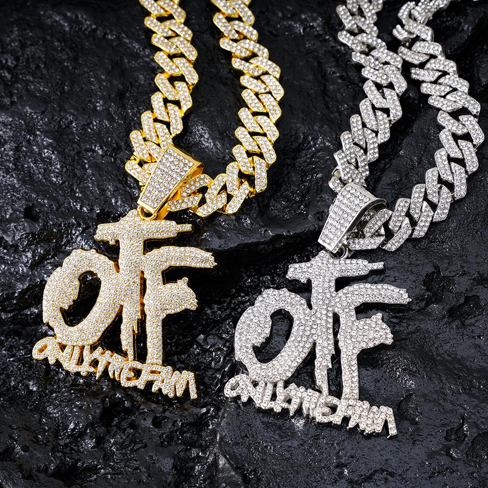 14mm Diamond Cuban Chain with OTF Letter Pendant – Hip Hop Jewelry 