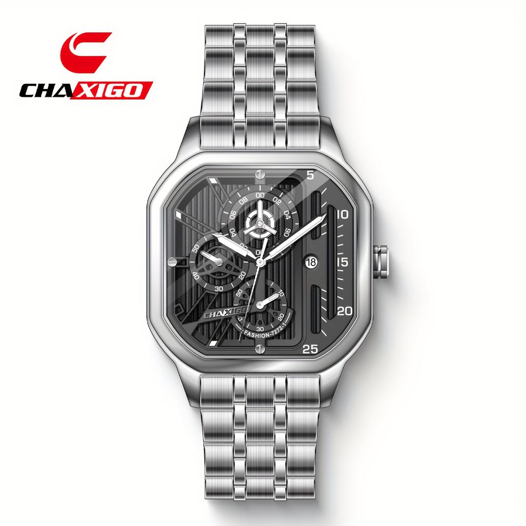 Luxury Men Clock Luminous Calendar Week Man Wristwatch Sports Stainless Steel Quartz Men's Watches