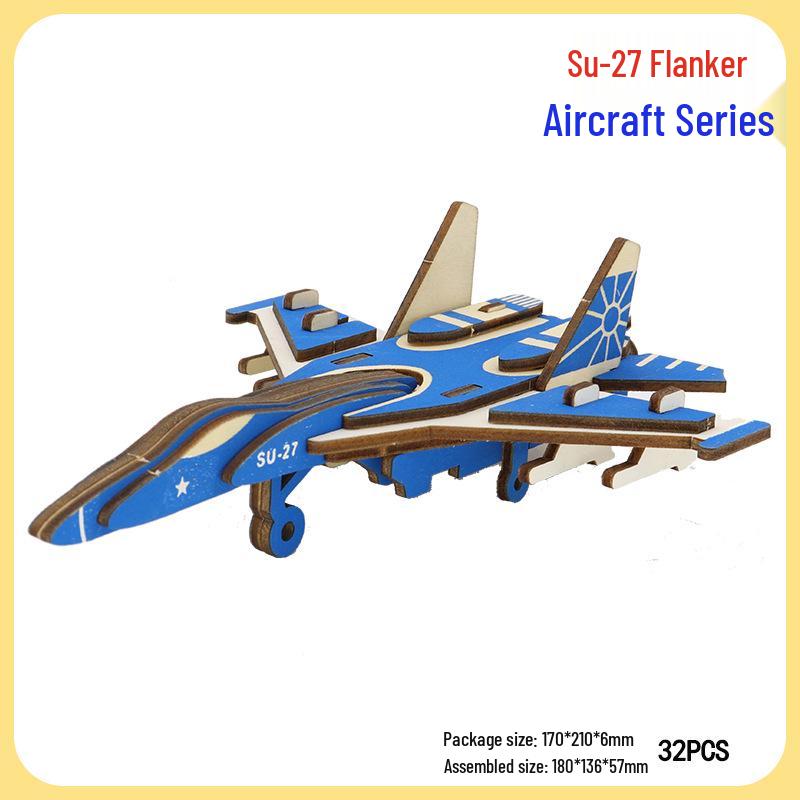 Handmade 3D Wooden Military Tank Model Puzzle for Children