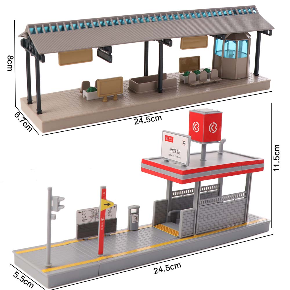 1:64 Scale Metro Station Model Simulated Micro Scene Props Miniature Subway Station DIY Assembly Street View