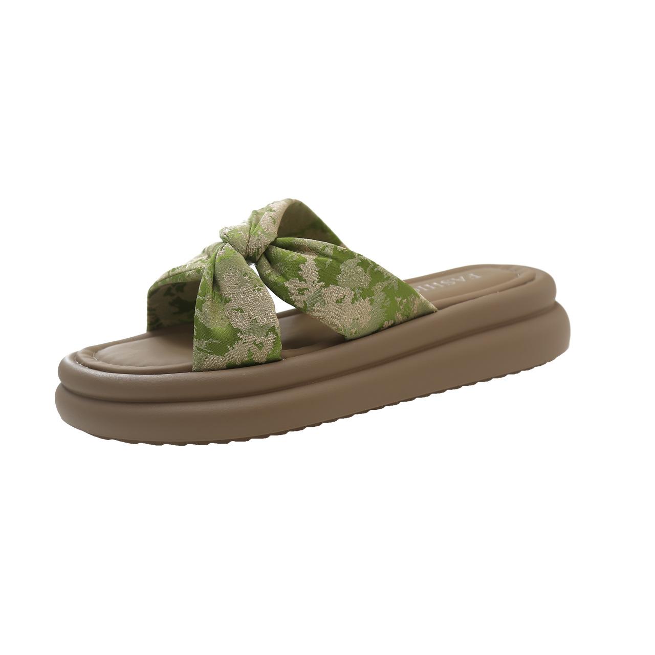 

2024 Новое платье в стиле феи с толстой подошвой, пляжные сандалии, модные односложные сандалии для верхней женской летней одежды 40 зелёный