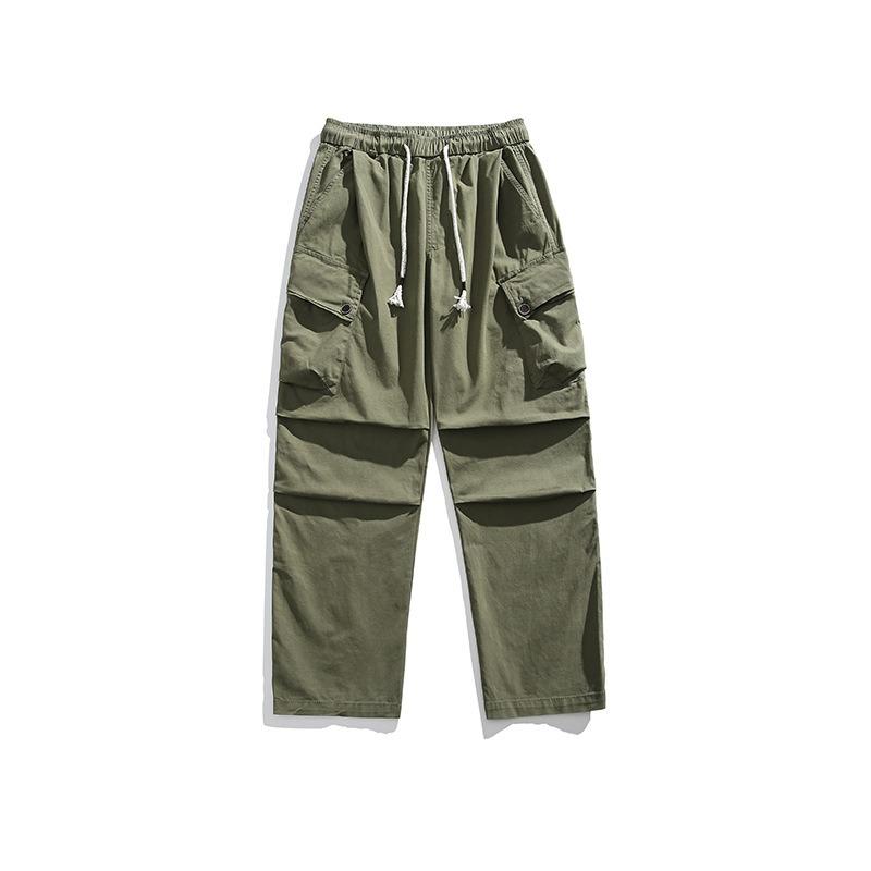 

Heavy Silhouette Trend Retro Casual Straight Tooling Trousers Men s Tooling Trousers Wide Version Multi-pocket XXXL зелений