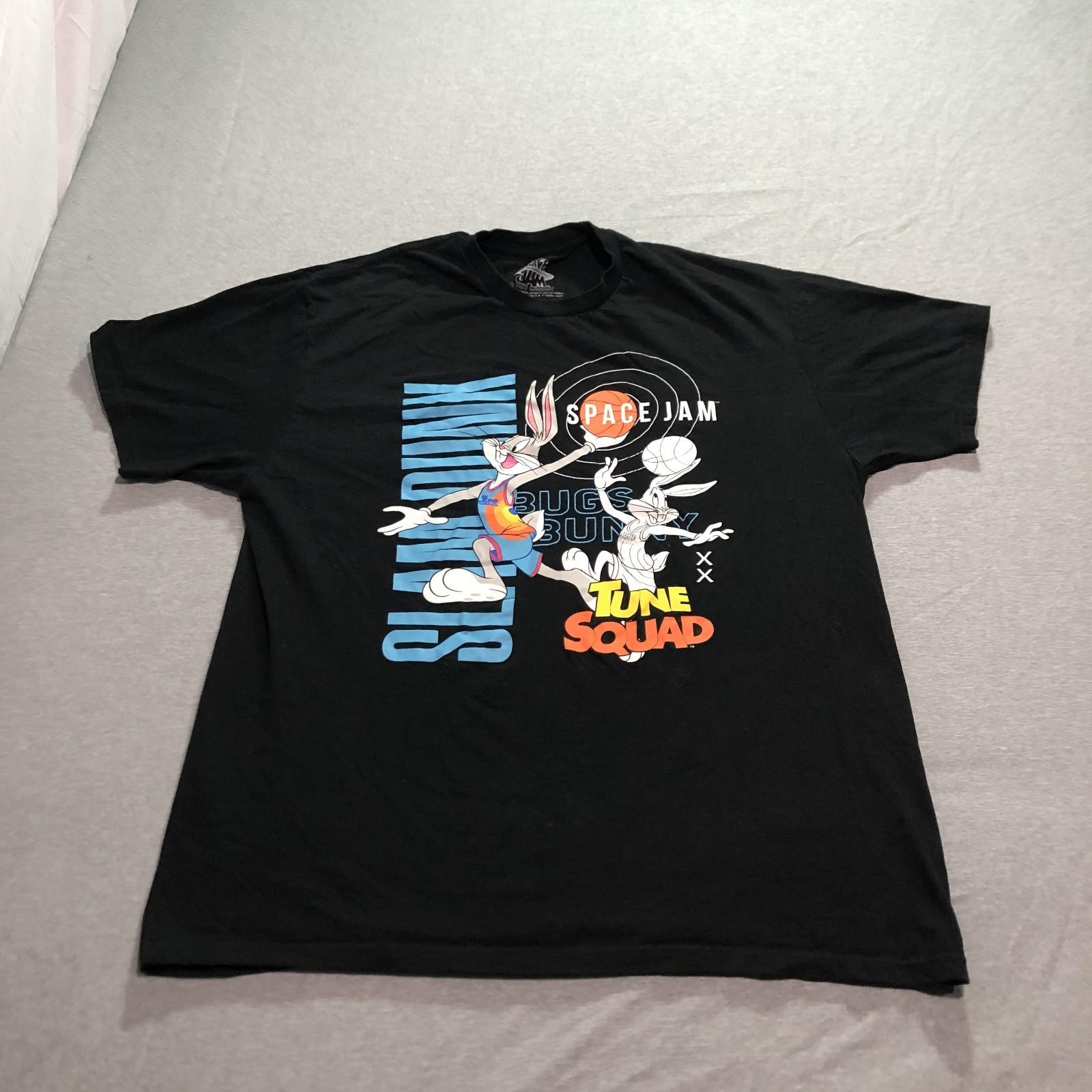 Space Jam T Shirt Men s XL Graphic Print Bugs Bunny Tune Squad Lounge Black Tee S