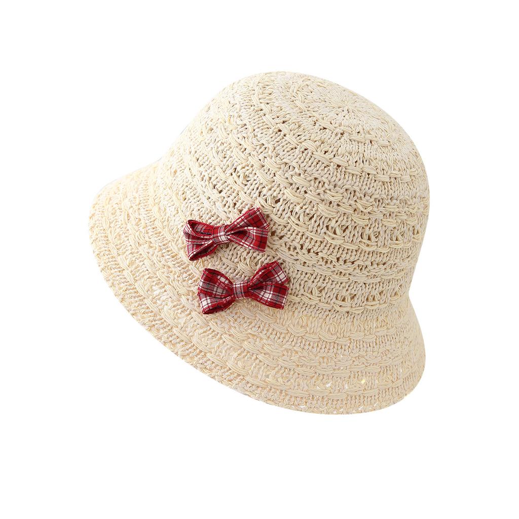 Sweet bow basin hat women's knitted knitting autumn sunscreen sun hat travel eaves beach bucket hat