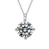 Silver Plated Round Brilliant Cut CZ Solitaire Pendant Necklace, Minimalist 4-Prong Cable Chain Necklace for Women