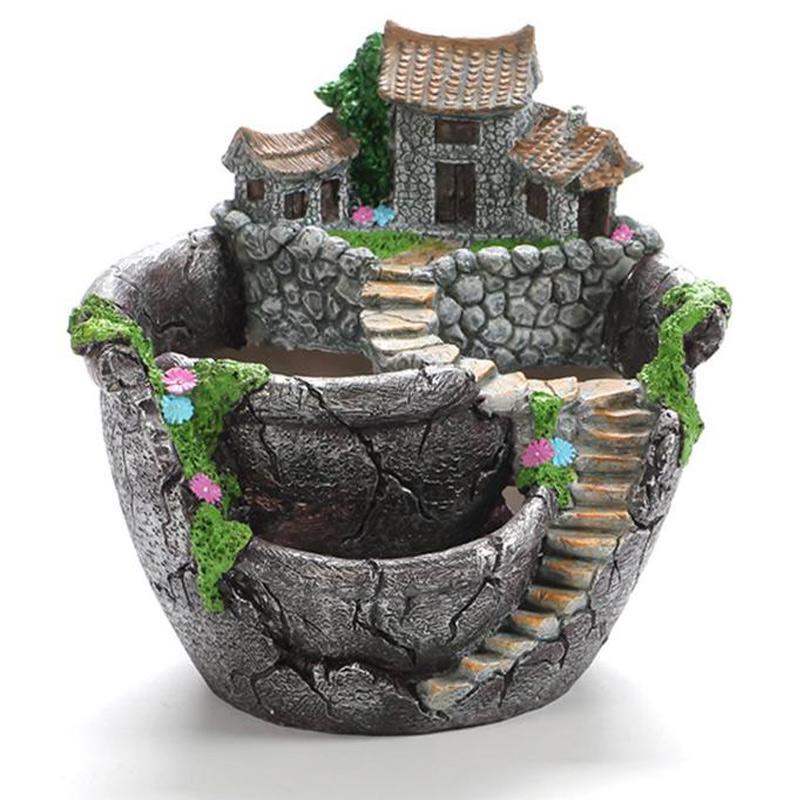 Succulent Plants Planter Flowerpot Resin Flower Pot Desktop Potted Holder Home Garden Decoration Plants Holder