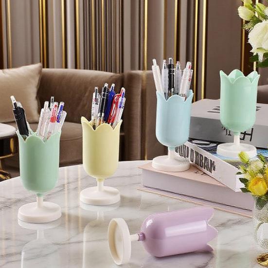 Tulip Pen Holder Cute Desktop Organizer for Girls Students Multi-Function Pencil Cup Desk Decor for Home School Office