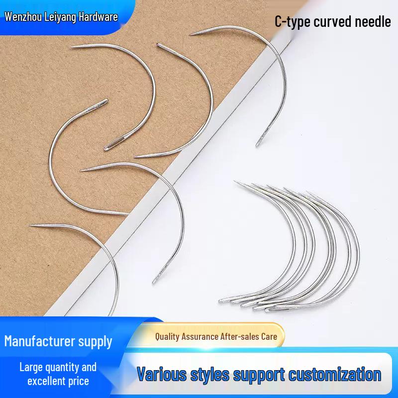 Curved C-Shaped Large-Hole Handmade Leather Needle for DIY Sewing and Upholstery