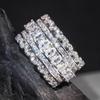 Luxury Sparking Cubic Zirconia Rings for Lady Delicate Wide Finger Accessories Charming Attractive Wedding Band Jewelry