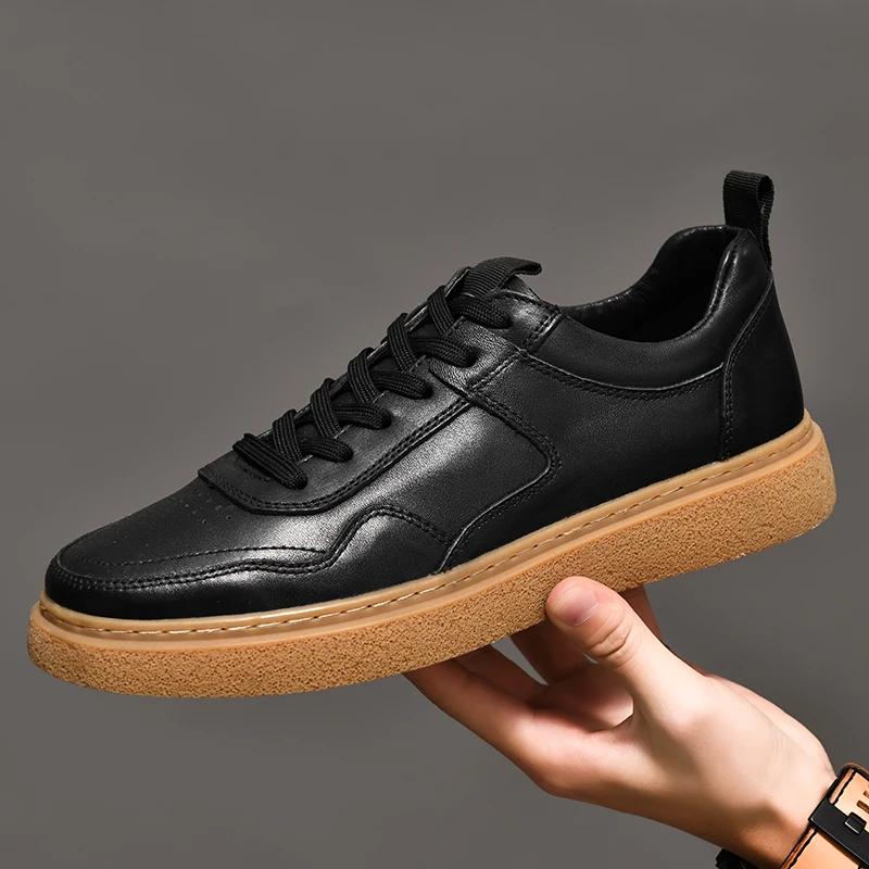 Men Genuine Leather Oxfords Shoes Luxury Brand Italian Style Male Footwear Shoes for Men Flat Lace-Up Shoes Man Big Size