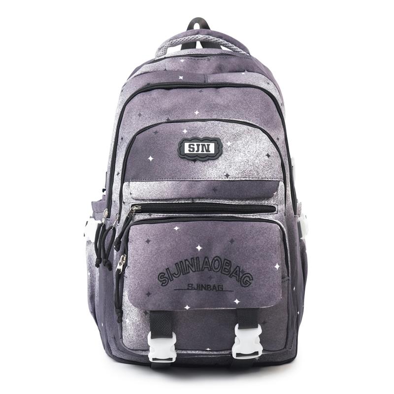 Color Block Women's Backpack Student Schoolbag Large Capacity Star Print Backpack