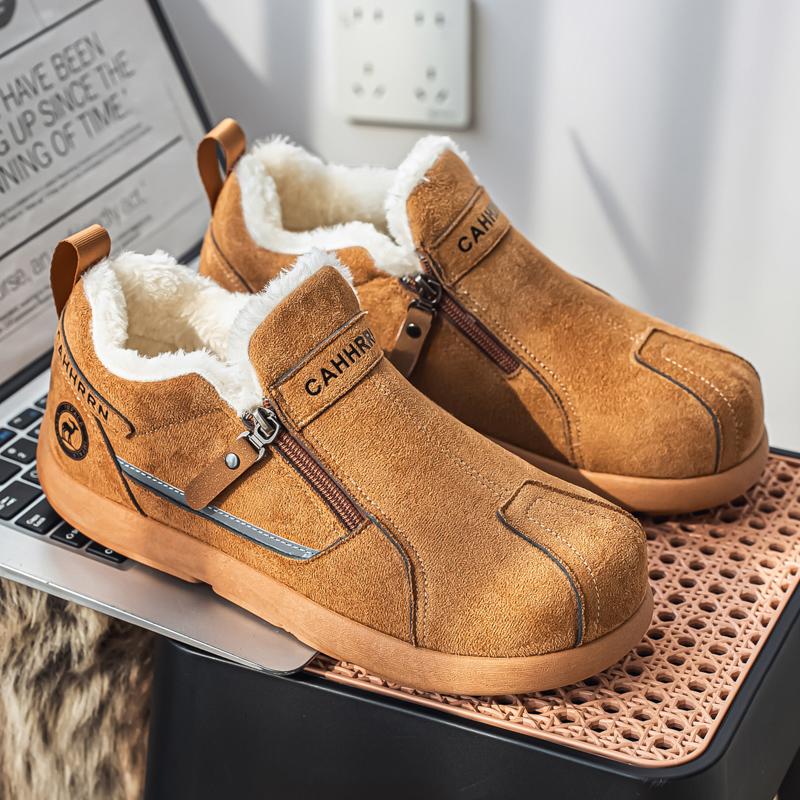 Winter New Men's Fleece-Lined Warm Cotton Shoes - Suede Leather, Outdoor Cotton Shoes, Snow Boots, Work Boots