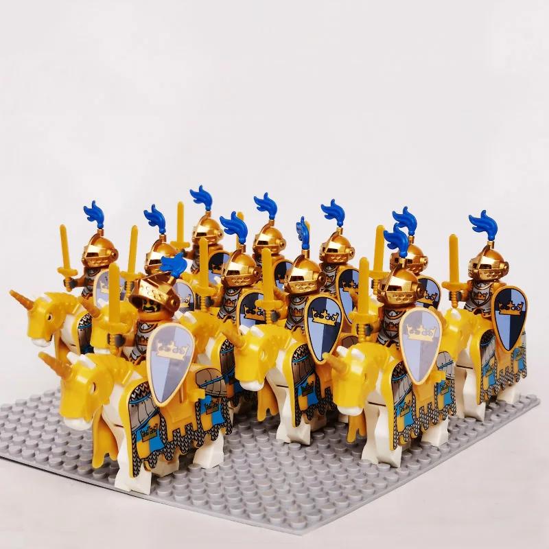 Medieval Roman Dynasty Commander Golden Warrior Spartan Solider Hawk Princess King Dragon Knight War Horse Figure Block Kids  Children Toy