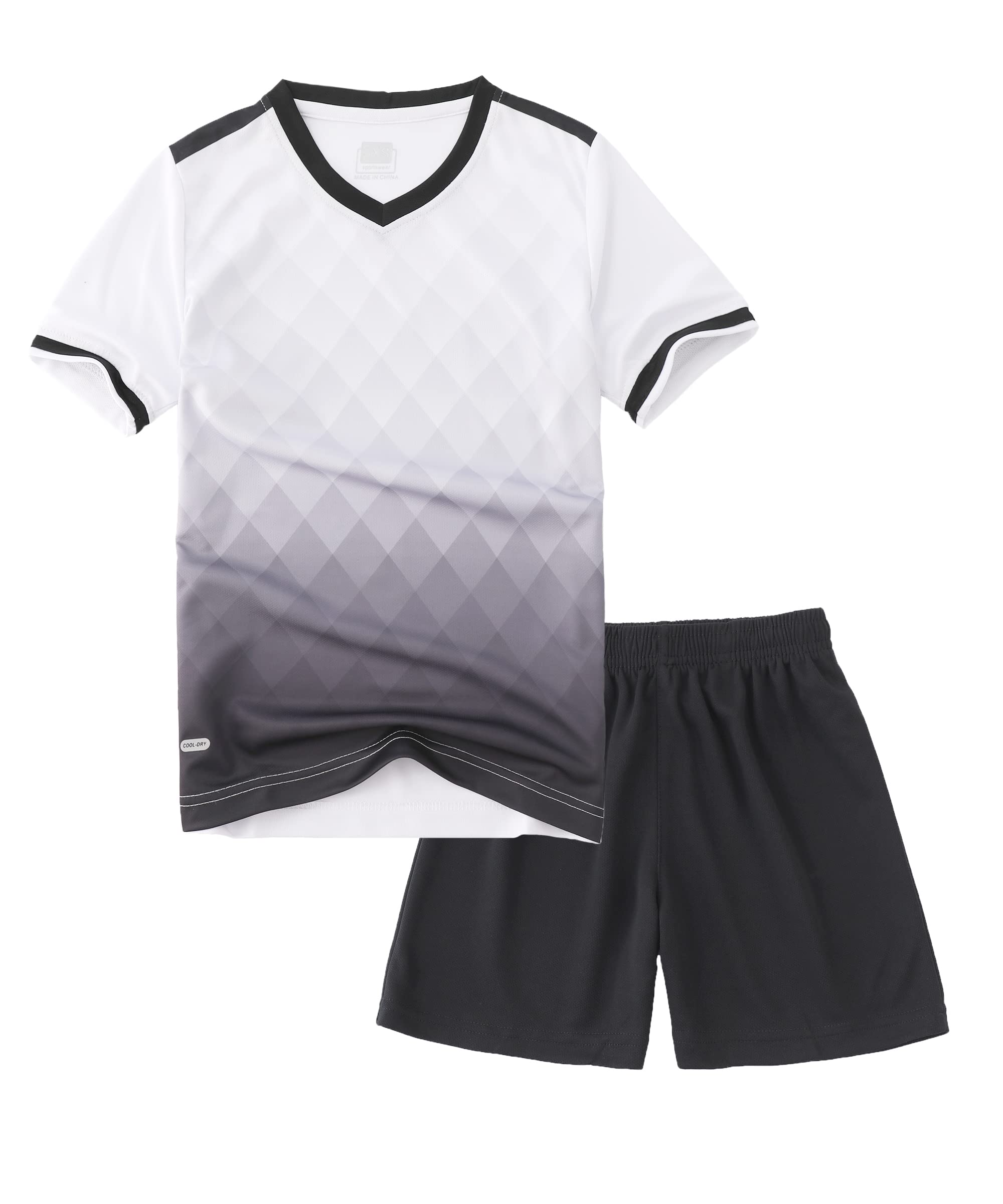 

Hiheart Soccer Junior Training Short Sleeves and Breathable and Size 120 Kids Jersey, Boys Set, Shorts, Quick-Drying, White, белый