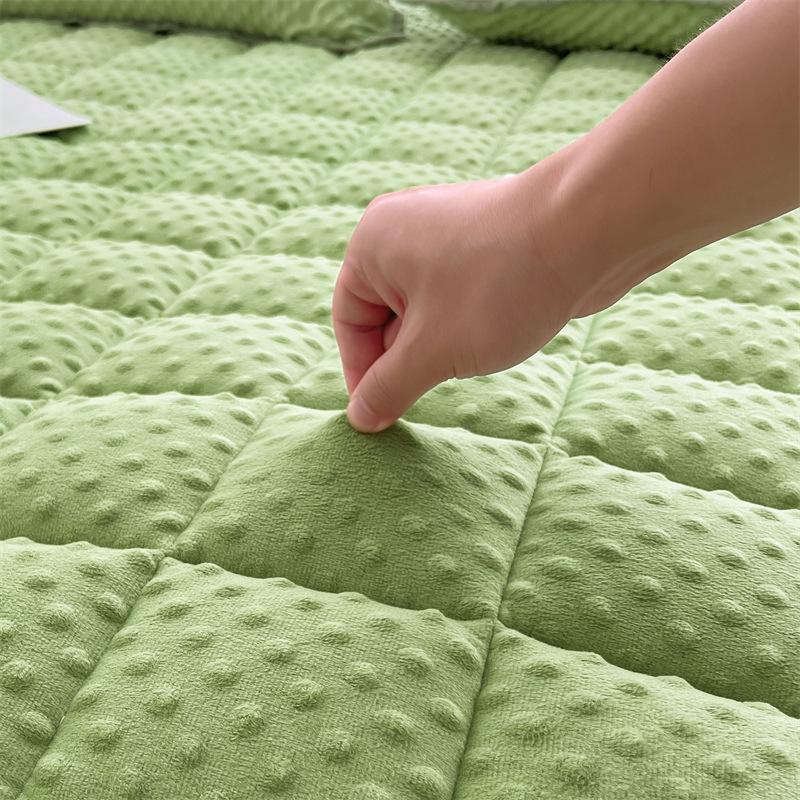 Solid Color New Massage Bean Fleece Sheet, Skin-friendly and Warm Bedding, Mattress Protector, Anti-slip Bed Cover