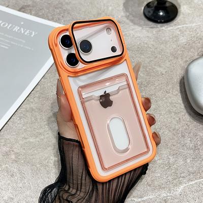 Luxury Slot Card Holder Wallet Clear Case For iPhone 17 Air 16 15 14 13 12 11 Pro Max Fold Lens Stand Holder Shockproof Cover