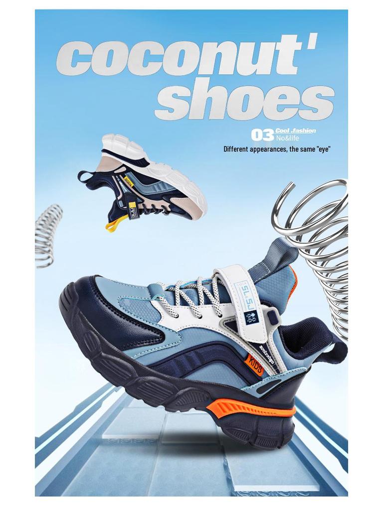 Boys' Winter 2025 Fleece-Lined Cotton Sports Shoes