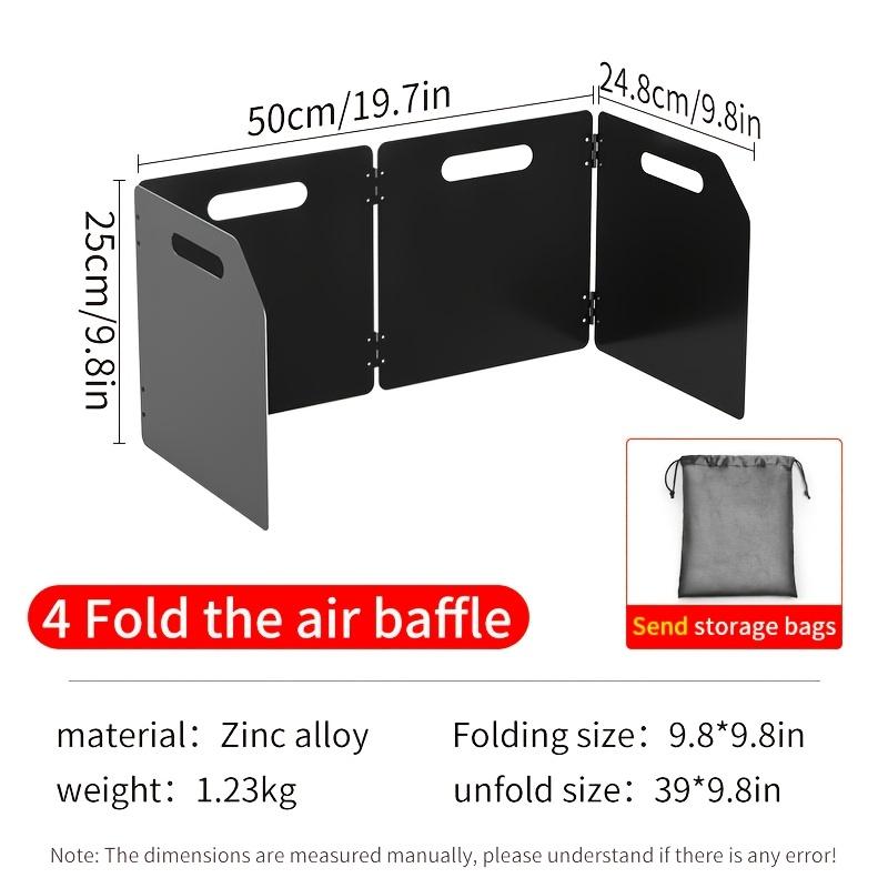 Portable Folding Camping Stove Windshield, 4-Sided Rectangle Metal Wind Protection,with Storage Bag, Outdoor Cookware Wind Guard