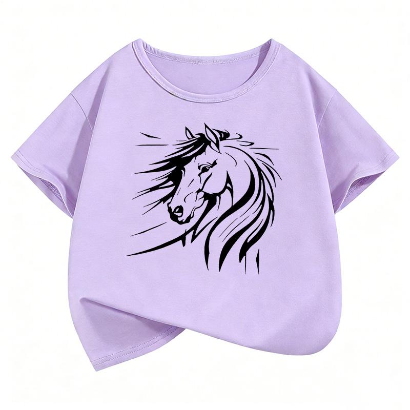 Tricouri Artistice cu Grafică de Cal pentru Copii Mânecă Scurtă de Var Desene Animate cu Animale Haine Băieți Fete Topuri Kawaii Tricou Copii Y2K
