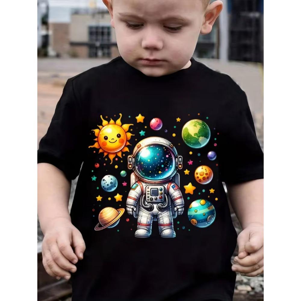 Boys Kids Clothes Stylish Cartoon Space Astronaut Graphic T Shirts Boys Girls Summer Short Sleeve Outdoor Clothes for Children