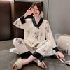 National Style Pajamas Women's Spring and Autumn New Ice Silk Comfortable New Chinese Large Size High-end Two-piece Casual Loungewear