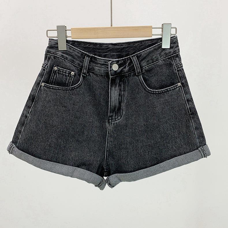 Korean High-Waist A-Line Denim Shorts for Women - Summer Wide Leg, Loose Fit Trend