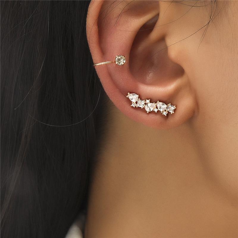 Bohemian No Piercing Crystal Rhinestone Ear Cuff Wrap Stud Clip Earrings For Women Girl Trendy Earrings Jewelry Bijoux