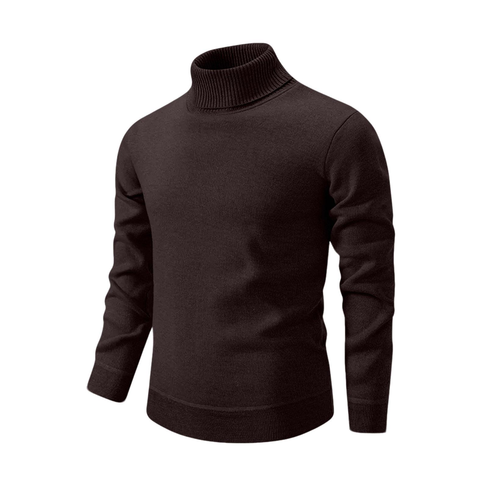 

Men s Color Warm Sweater Knitted Sweater High Collar Slim Bottom Knitted Sweater Long Sleeve Sweater XXL кавовий