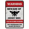 Vintage Bee Metal Tin Sign Wall Art Retro Home Bar Decor 8x12