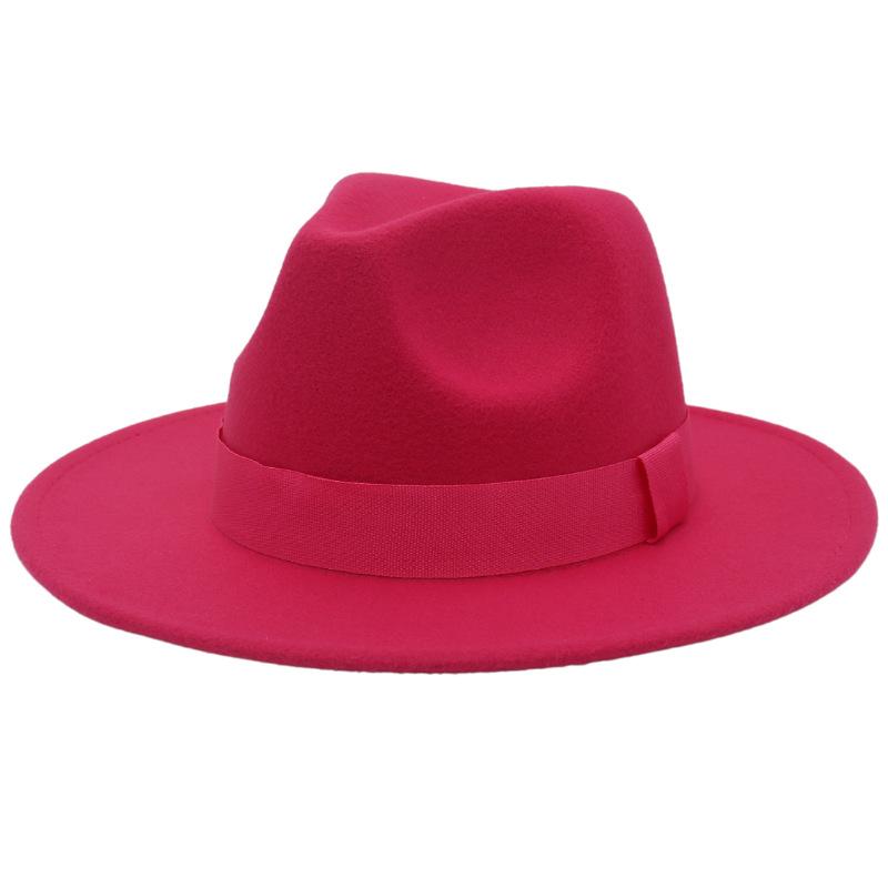 British Jazz Hat Big Eave Hat Square Ribbon French Top Hat Men'S And Women'S Cashmere Felt Hat