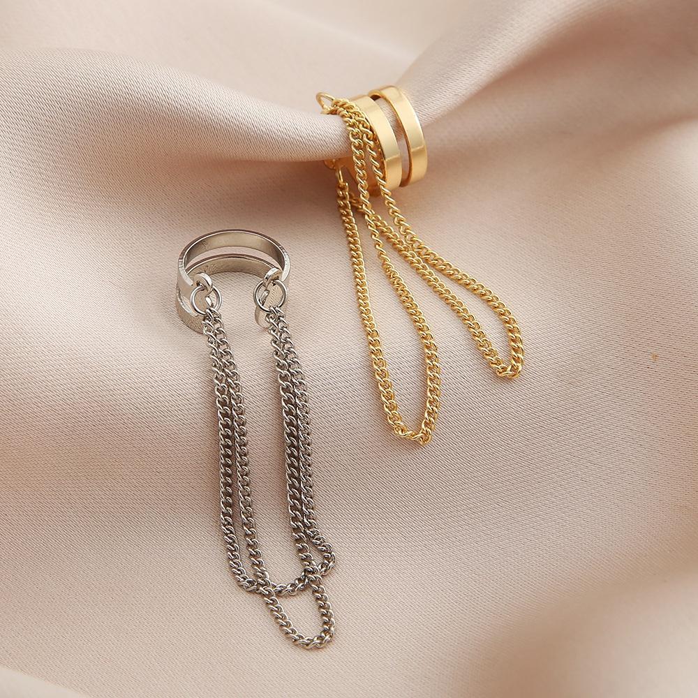 1 PC New Long Tassel Ear Cuff Multilayer No Piercing Hook Clip Earrings for Women Simple Temperament Jewelry Gift JWLY YSXX