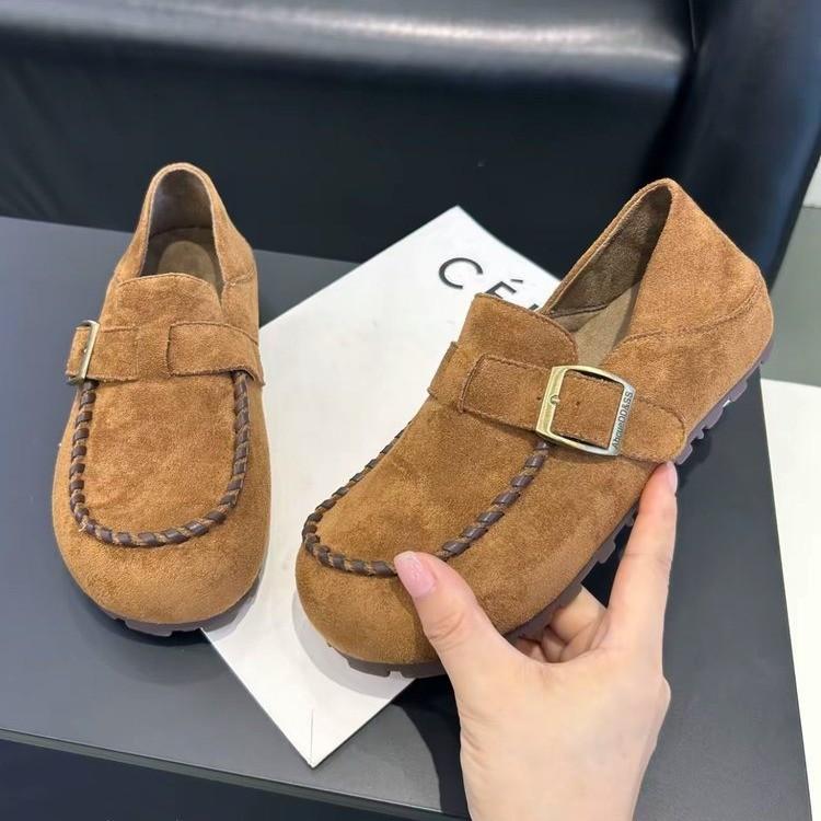 2025 autumn new Boken shoes women's one foot leather soft sole comfortable soft sole two wear casual retro single shoes